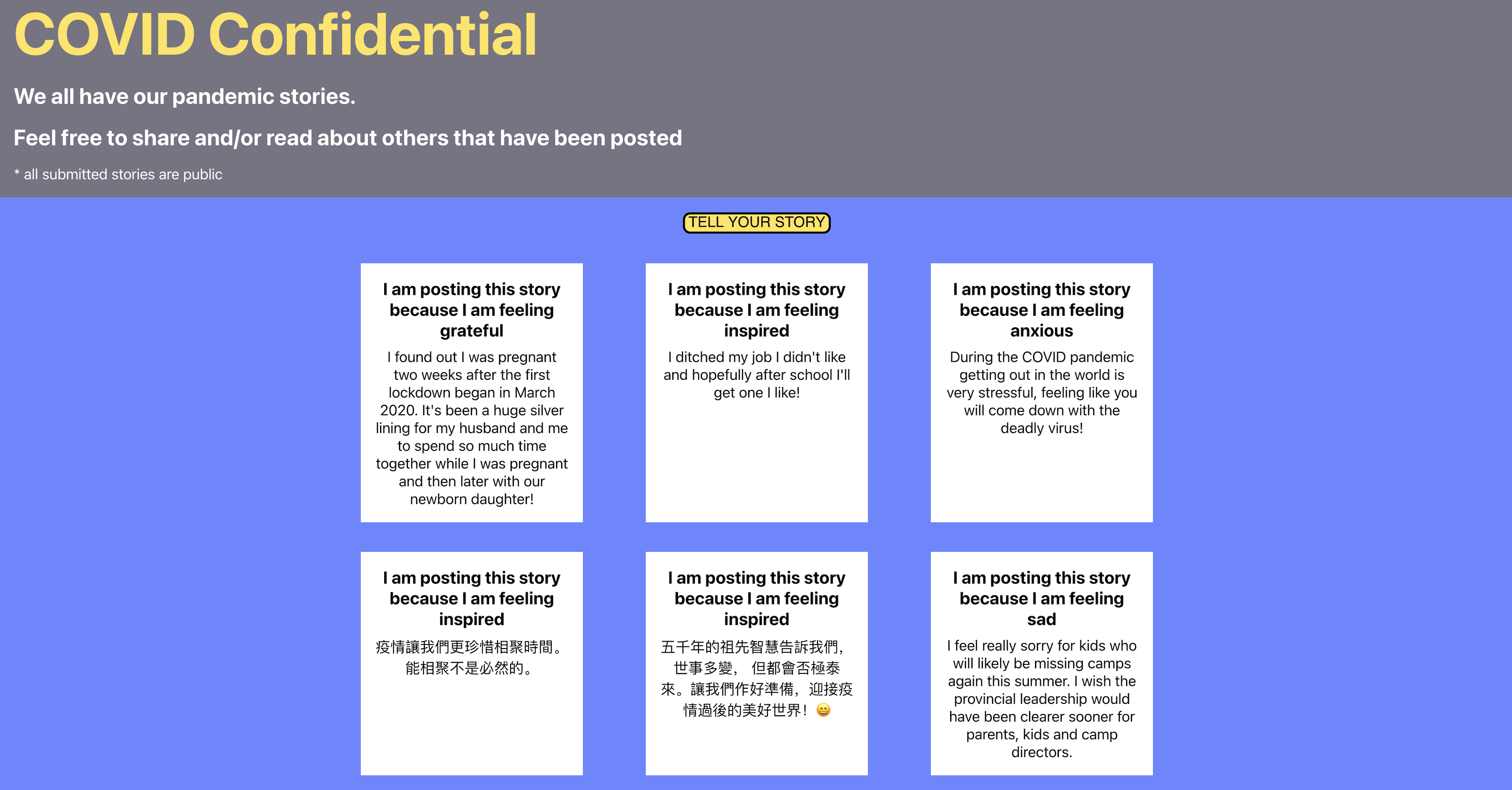 screenshot of COVID Confidential app